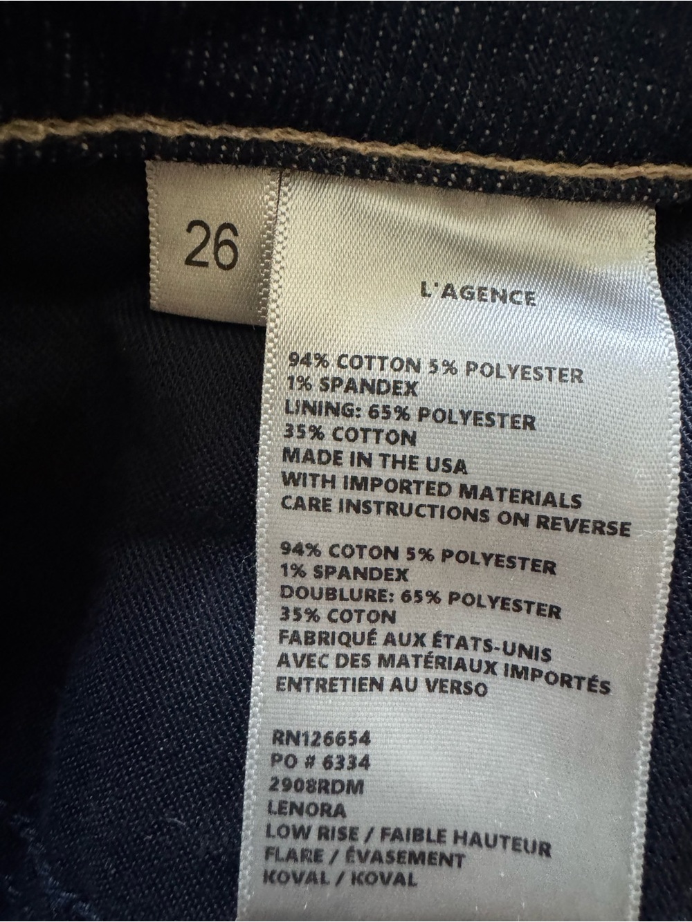 L’agence Lenora Low Rise Dark Wash Koval Jeans size 26 - Picture 10 of 11